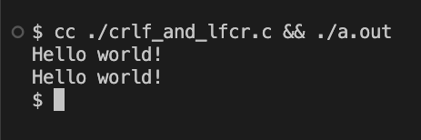 Result of printing CRLF or LFCR after line