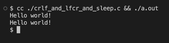 Result of printing CRLF or LFCR after line, result